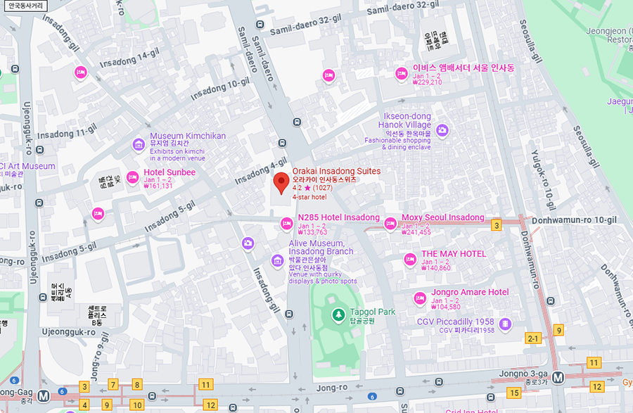 Orakai Insadong Suites Map